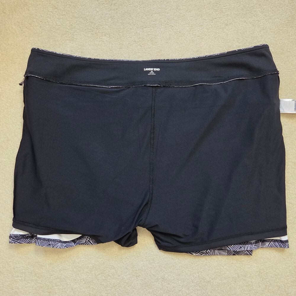 Lands' End 3X Sport Skirt/Skort Pull On Stretch Back Pocket Black White Leaf - Picture 6 of 16